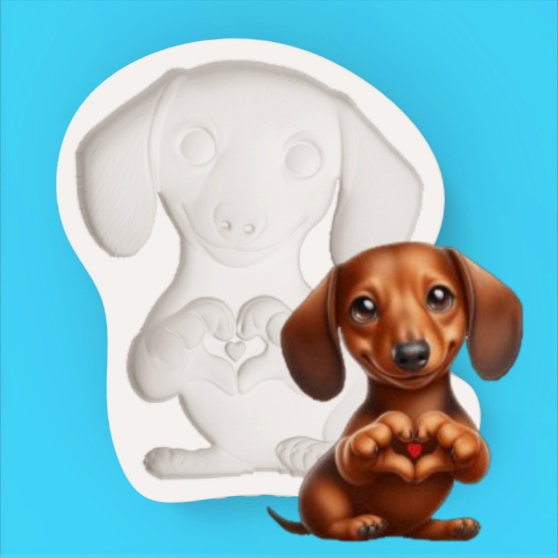 Model Kitchen Set - Dachshund Dog Silicone Mold, Featuring Features