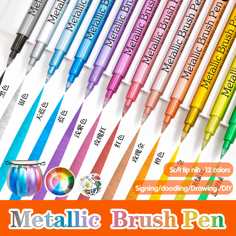 12 Colors Brush Metallic Paint - Model Kit Markers review and price
