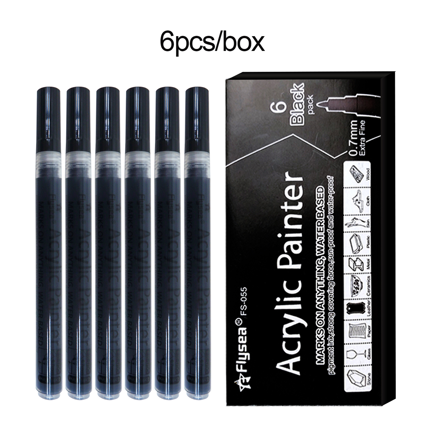 6Pcs/set Black Acrylic Paint P - Model Kit Markers review and price